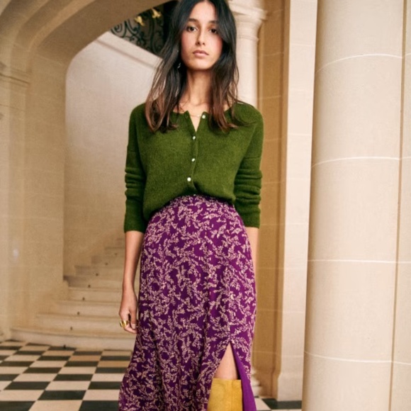 TABATA Midi Skirt  Imprime Feuillages Fond Violet NWT (US4/EU36) - Picture 12 of 12